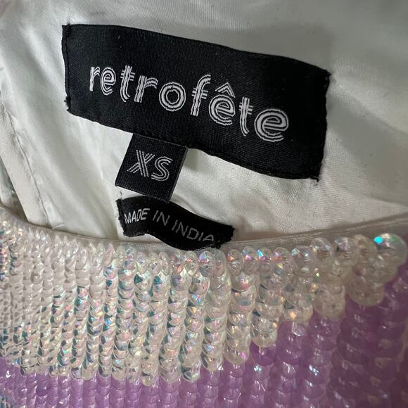 Retrofête Pastel Rainbow Zebra Sequin Grace Mini Dress Size XS - Picture 5 of 8